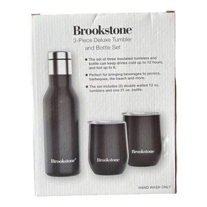Brookstone 3 Piece Deluxe Tumbler Bottle Set Beverage Containers Travel Tumblers